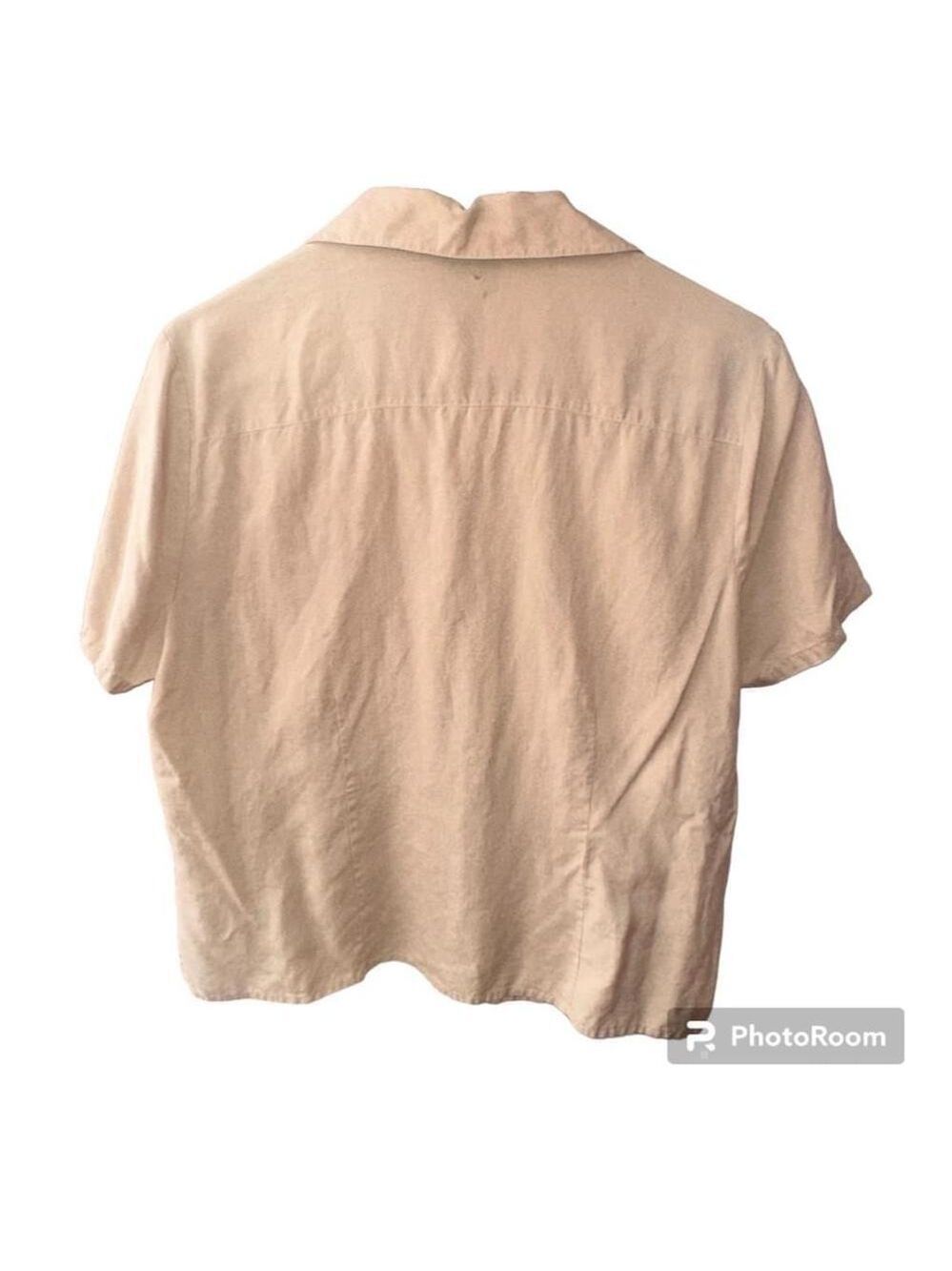 Notations Vintage Women’s Tan Silk Button Up Shirt Size XL - Picture 3 of 10